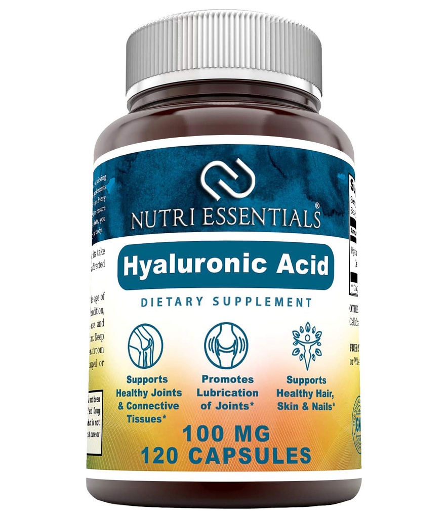 Acid hialuronic Supliment alimentar - 100 mg 120 capsule (non-GMO) - Cele mai bune suplimente pentru sănătatea articulară, îngrijirea pielii & More