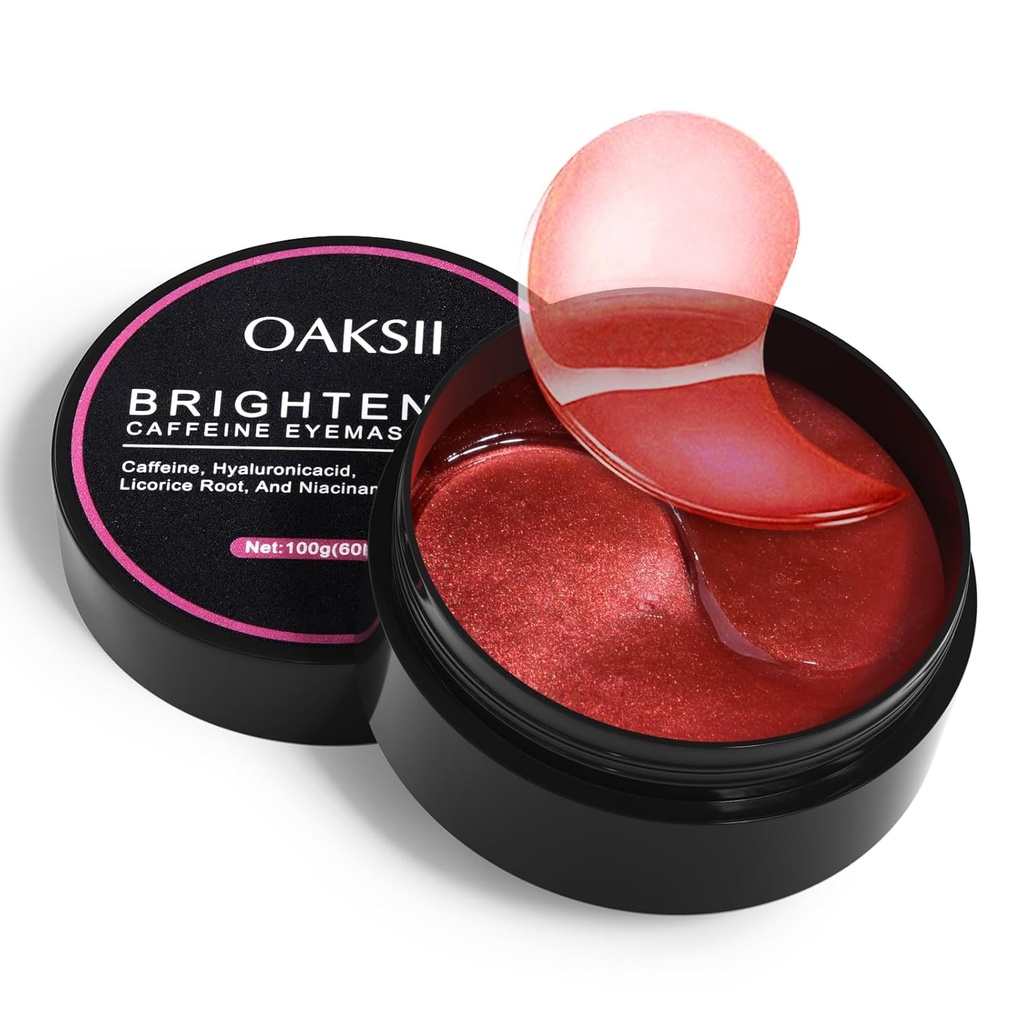 Cafeina sub masca ochi, 60 buc Petice ochi stralucitoare pentru cercuri întunecate și pufozitate cu acid hialuronic, Reduce cercuri întunecate Gel Pad ochi