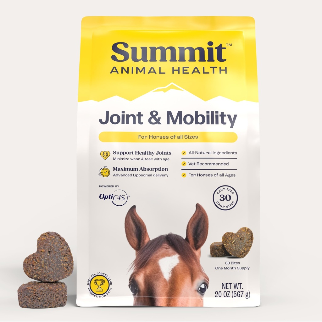 Summit Equine Joint & Mobility Bites Suplimentul zilnic pentru cai, Livrare lipozomala, Absorbție maximă, Vet Recomandat, Ingrediente toate-naturale, 100% Drog-Free, Articulații sănătoase - 30 Bites