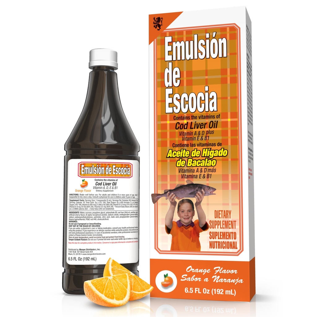 EMULSION DE ECOCIA Cod Ulei de ficat, Aromă portocalie, 6.5 fl oz (1 ambalaj)