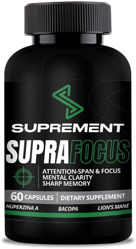 Nootrops Brain Supplement. 60 Conte, pentru bărbaţi şi femei. Suplimente pentru creier de memorie și Focus cu Lions Mane, Bacopa Monnieri, L Tyrosine. Mind Booster pentru Focus Supliment și Memorie.