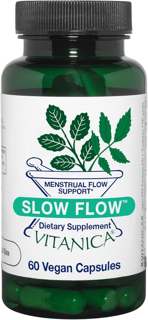 Vitanica Slow Flow, Menstrual Flow Support, Vegan, 60 capsule (Slow Flow Pro Logo)