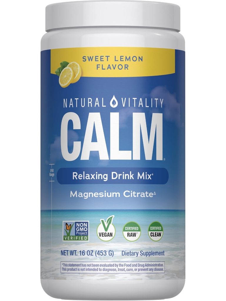 Natural Vitality Calm, Supliment de magneziu, Anti-Stres Drink Mix Powder, Gluten Free, Vegan, & Non-GMO, Sweet Lemon, 16 oz