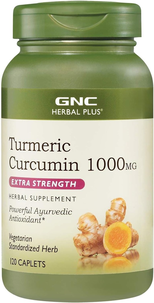 GNC Herbal Plus Curcumin Turmeric 1000mg Supliment, Extra Putere, Vegetarian, 120 Serviri