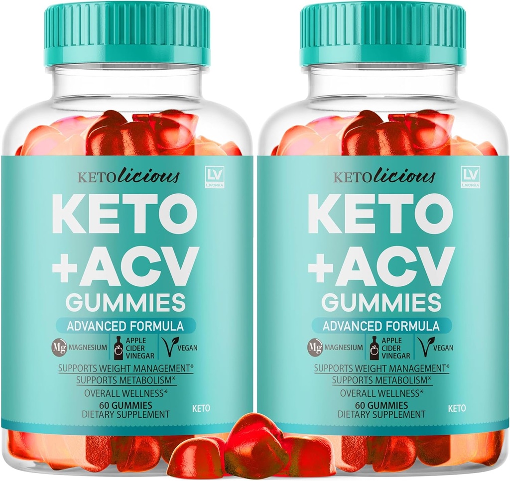 (2 ambalaj) Ketolicious Keto ACV Gummies, Ketolicious Gummys Advanced Formula 1050MG, All Natural Premium Plus Apple Cidru Otet Gummy Putere maximă Gomitas Recenzii, 120 Gumies pentru 2 luni