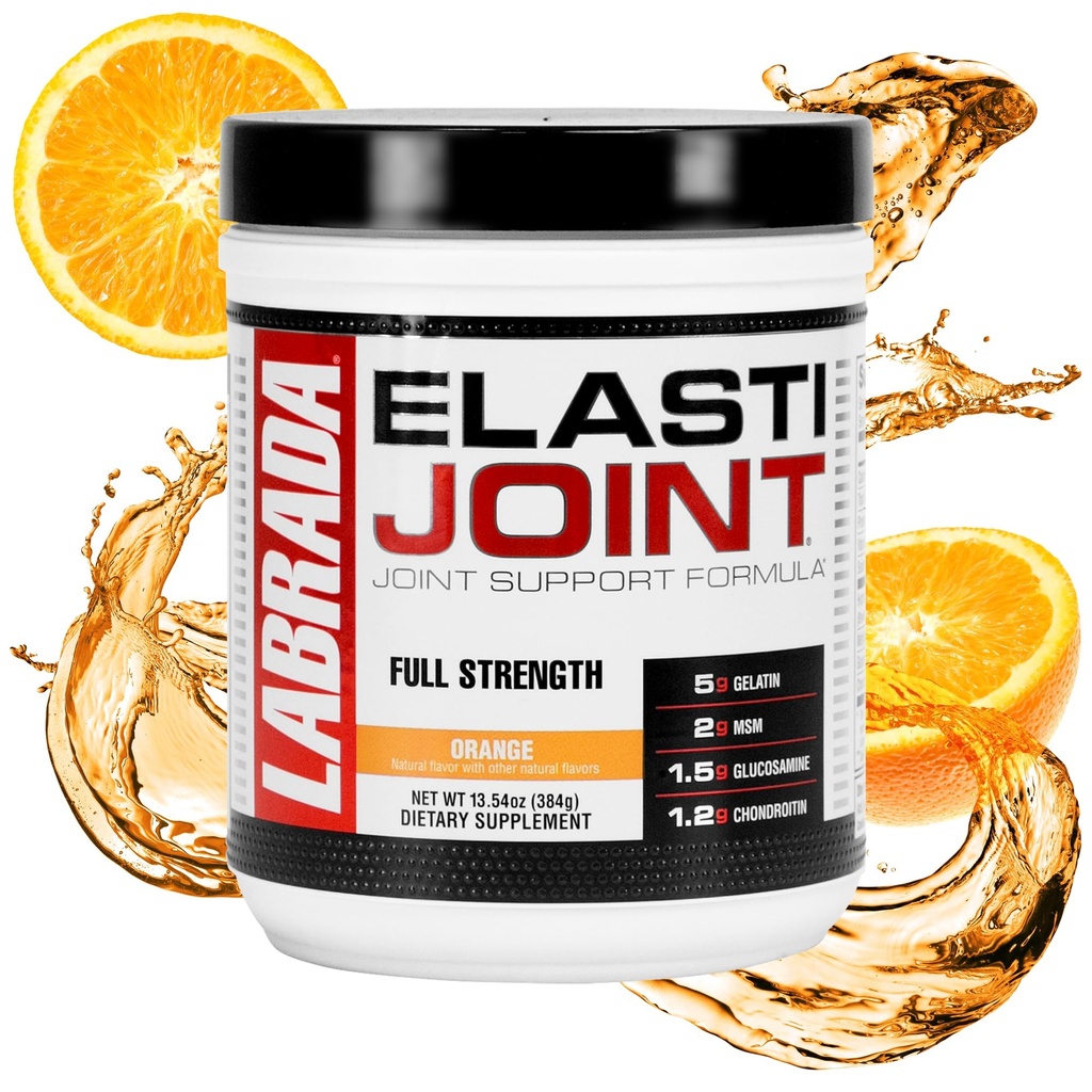 Labrada Nutrition Elastiriume, Orange Flavor,Glucosamine Joint Supplement Powder for Men & Women, Joint Relief & Bone Health Supplement with MSM, Glucosamine Chondriotin MSM Gluten-Free