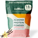 wellious Almond Proteine Powder (Vanilla) - 18 Grams de proteine pure Vegan sanatoase pentru femei si barbati - perfect gluten-free, Soy-free si smooth Proteina pulbere pentru nutritie sportiva