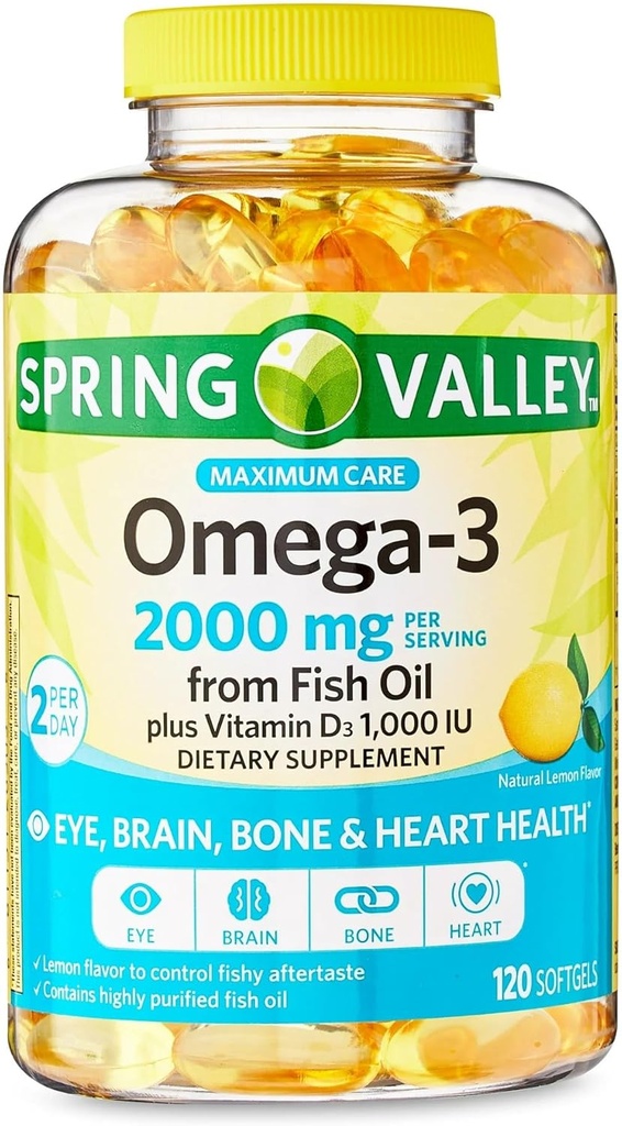Convergenta Ingrijire maxima Omega-3 din Ochiul de Peste Creier Oase & Heart Health Supliment alimentar Softgels, 2000 mg, 120 Conte