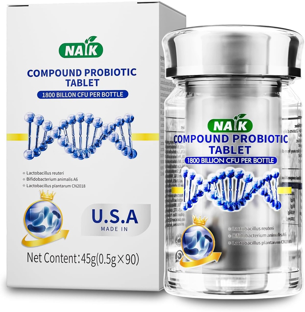 NAIK Probiotics 1800 Miliarde CFU - 10 Tulpini + Prebiotice organice - Immune, Digestive & Gut Health - Sprijină Constipație ocazională, Diaree, Gaz și Blooting - pentru femei și bărbați - 45ct