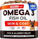 StrellaLab ulei de pește Omega 3 tratează pentru câini (180 tratează) - Alergie & Mâncărime ajutor - Skin & Coat Supliment - Sănătate comună - Ulei de somon sălbatic Alaska - vărsare, mancarimi de piele relief - Omega 3 6 9 - EPA&DHA