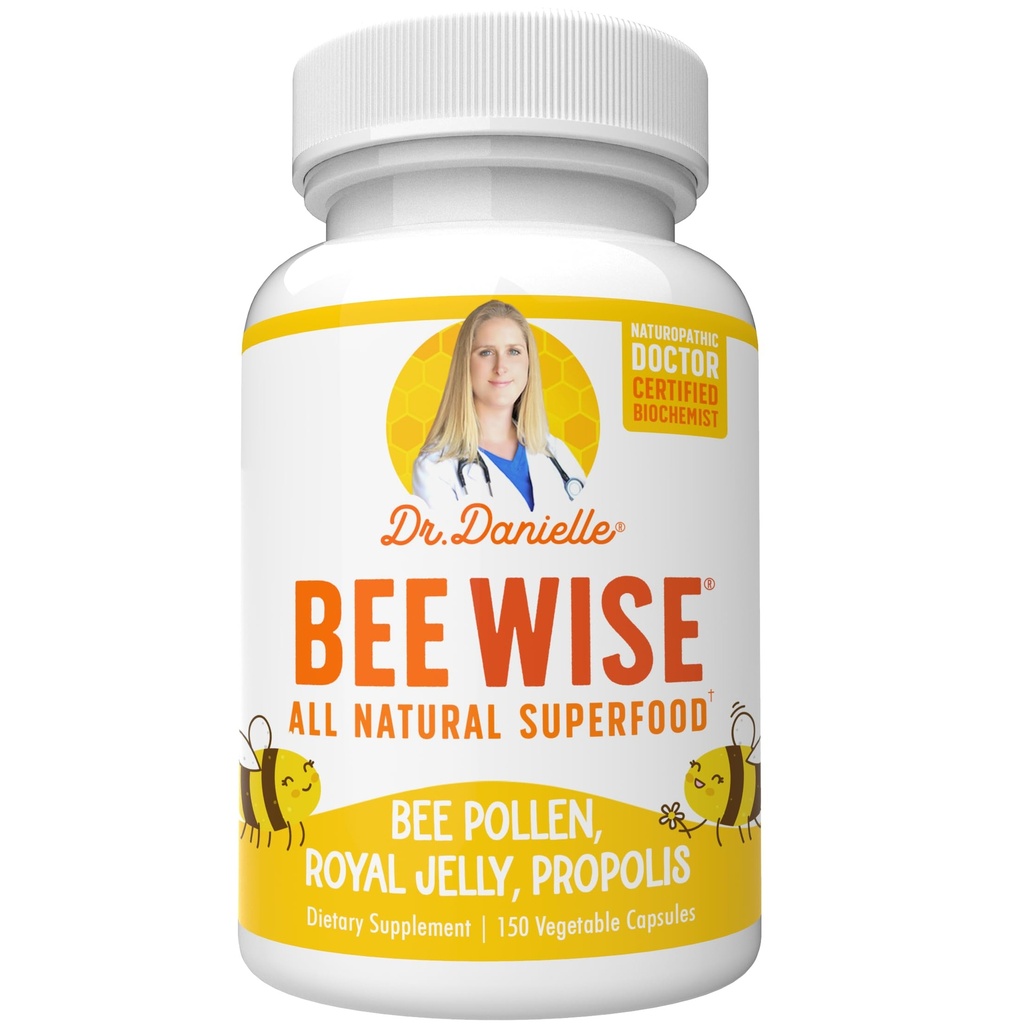 Dr. Danielle's Bee Wise - Bee Polen Supplement - Bee Well with Royal Jelly, Propolis, Beepollen in 4 Daily Bee Polen Capsules