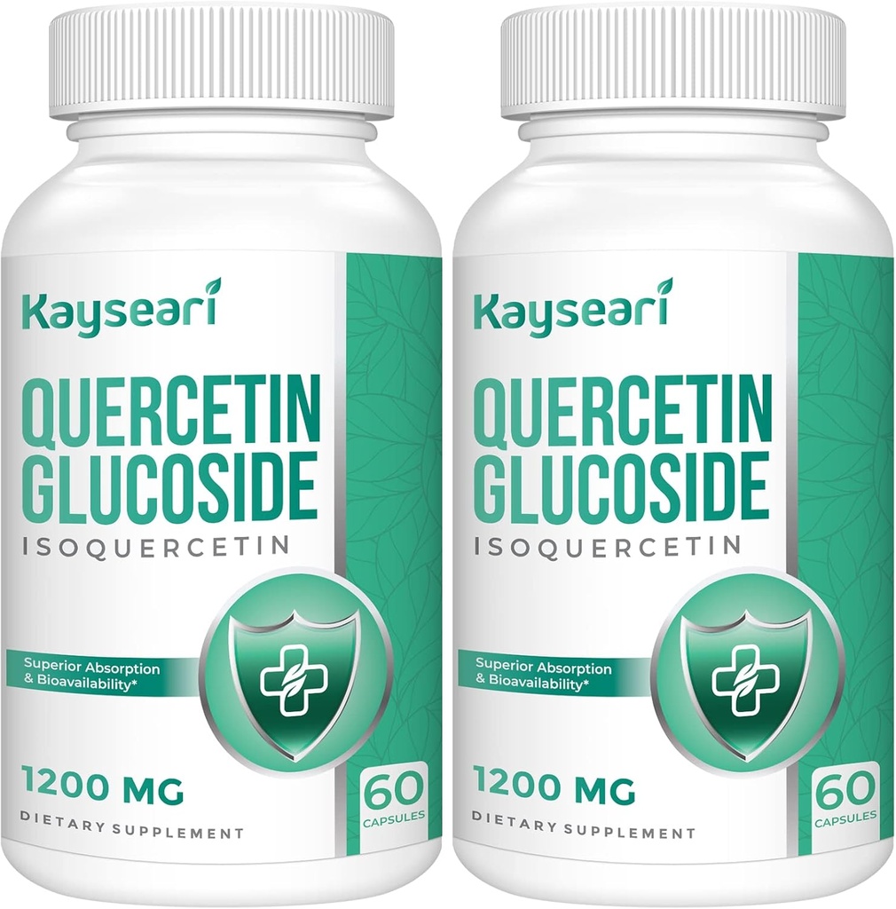 Quercetin Glucodide 1200 mg Suplimente - Isoquercetin cu 6X Biodisponibilitatea,120 Capsule Veggie,Contain Black Pepper & Rutin pentru Absorbţie maximă