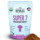 La Republica Superfood Super 7 Mushroom Extract pulbere, Include Lion's Mane, Reishi, Chaga, Cordyceps, Shiitake, Maitake, și Turcia Coada (8 oz)