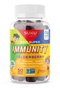 Vitamine SUKU - Copii Super Imunitate - Elderberry, Echinacea, Vitamina A și Gumies de zinc pentru sprijin imun - Ușor de mestecat - Non OMG, Gluten Sugar Free - Pomegranate Lime Gummy Vitamine, 50 Conte