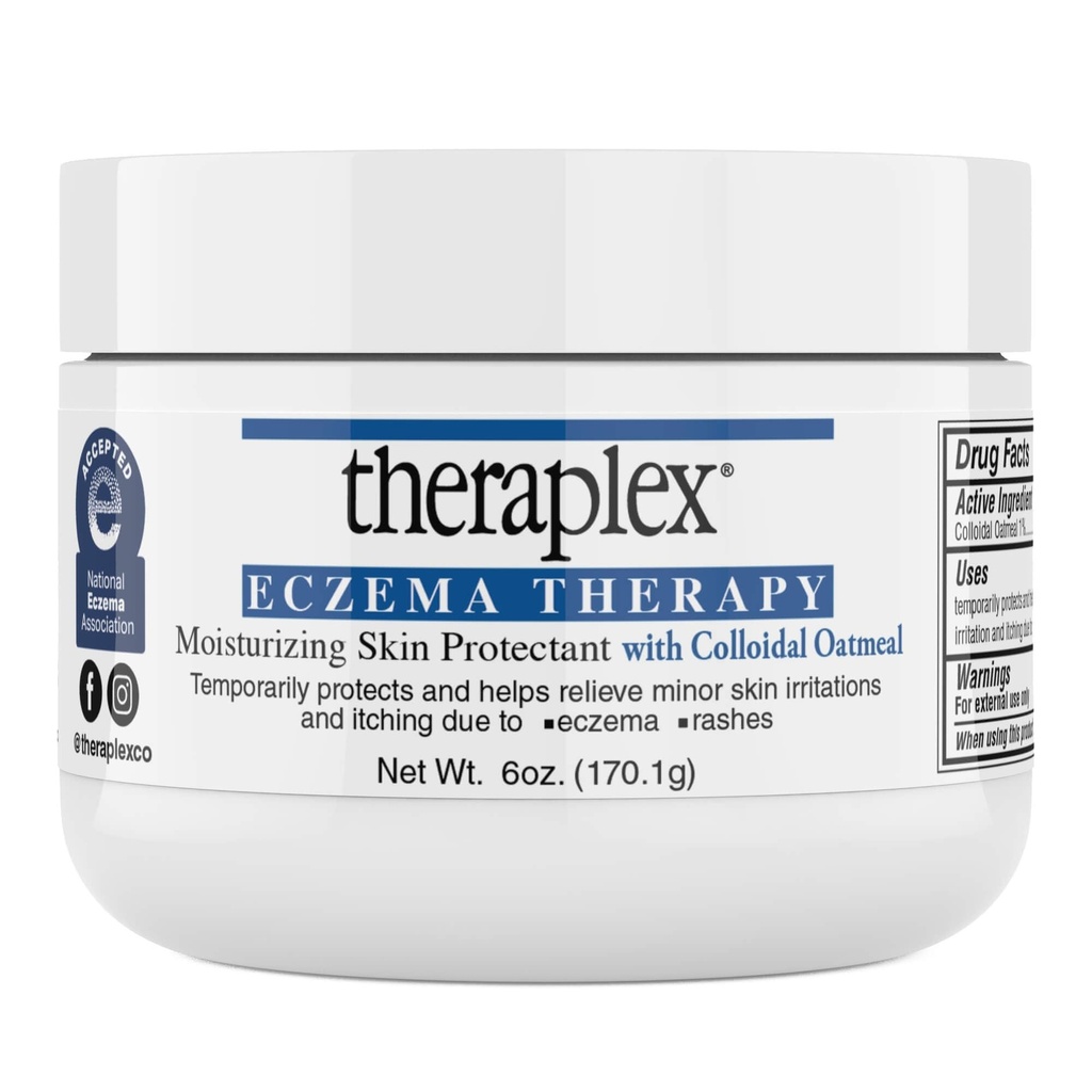 Teraplex Eczeme Terapia (6 oz) - Moisturizant Protector al pielii cu fulgi naturali de ovăz coloidal, Noncomedogene, și hipoalergice, Fragrance-Free - National Eczema Association Sigiliul de aprobare