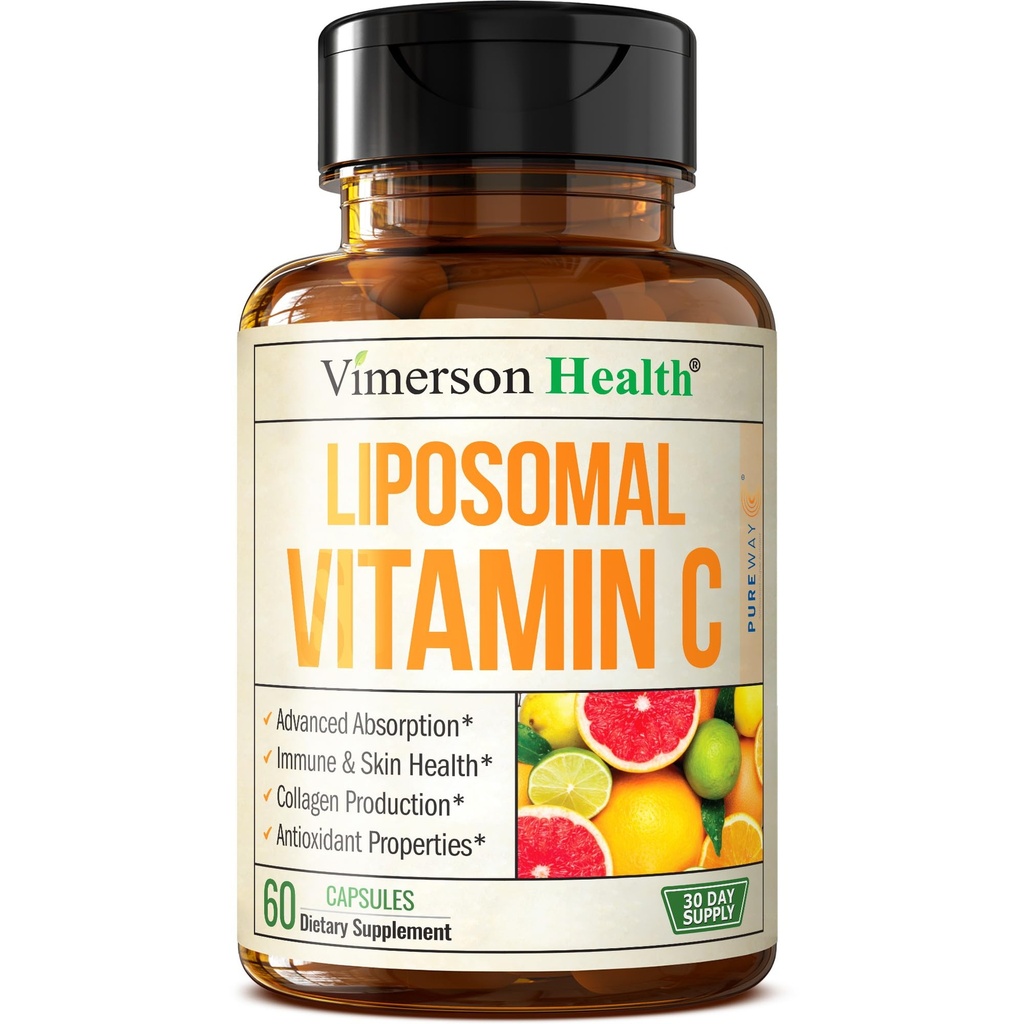 Vitamina lipozomala C 1000mg - Premium Absorbtion Vitamina C pulbere - Supliment de suport imun - Vitamina C 1000mg - Potenta ridicata pentru suport antioxidant - Blind on Digestion & Fast Uptake. 60 Capsule