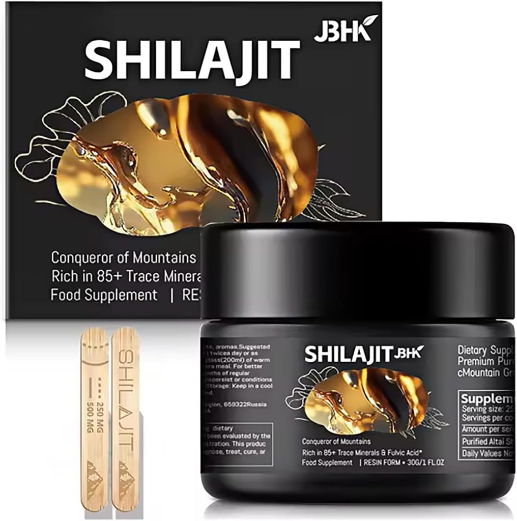Premium Pure Shilaj Resin Rich Trace Minerale pentru sistemul de imunitate, 50g Pure Himalayan Organic