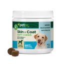 Petnc Natural Care Dog Piele si Coat Supliment (60 Masticuri), cu Omega 3, EPA & DHA, Promoveaza sanatos piele si lucios haina, pentru câini 18 săptămâni şi mai vechi, ficat aroma