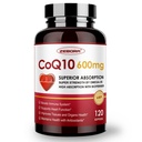 ZEBORA CoQ10-600mg-Softgels - Coenzimă de rezistență suplimentară Q10 cu PQQQ, Omega-3 și BioPerine - Suplimente de înaltă absorbție CoQ10 Antioxidant (Ubichinonă) pentru Heart Health & Energy Production, 120 Softgels
