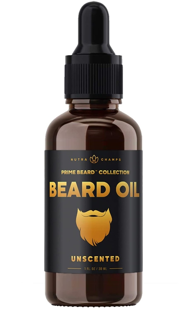 NutraChamps Balsam de ulei de barbă - Virgin Argan, Jojoba, ulei de semințe de struguri și mai mult pentru creșterea bărbii - Înmoaie și consolidează barba și mustațele pentru bărbați - premium Firma Prime Beard Blend
