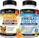 Putere triplă Omega 3 Softgels ulei de pește (1 lună de aprovizionare) Plus Curcumin Turmeric cu extract de piper negru 1500mg complex (dimensiune proces)