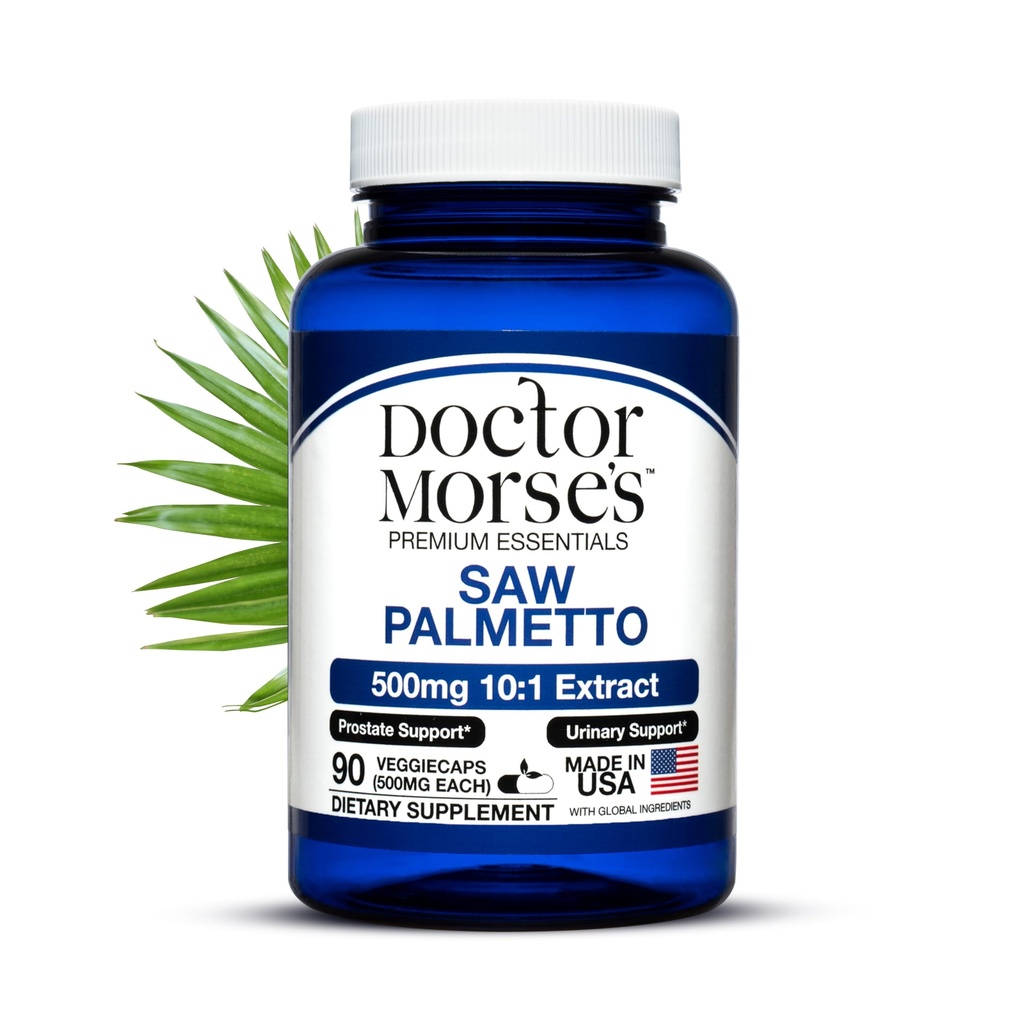 Dr Morse's Saw Palmetto 10:1 Extract 500mg echivalent cu 5000mg, Prostate Health Supplements for Men & Women - FDA-Registrated, NSF-Certified Facility - Extra Putere Formula - 90 Caps