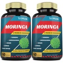 2 Packs Moringa Capsule, 4 luni de aprovizionare cu Turmeric, Ashwagandha, ghimbir, lemn dulce, negru Pepper 