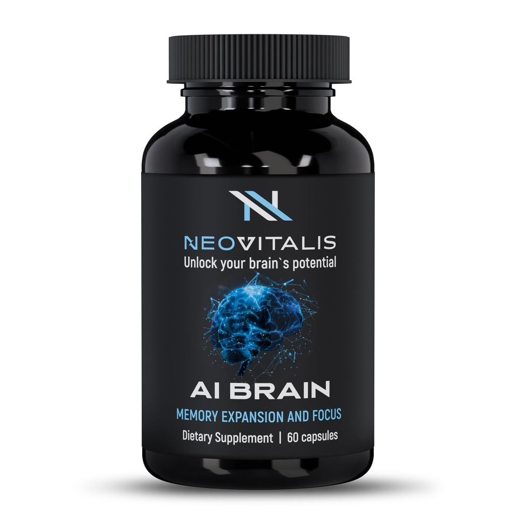 AI Brain Nootrop Supliment pentru Focus, Memorie & Claritate Mintala Îmbunătățirea Capsule pentru bărbați și femei, Cafeina-gratuit zilnic Cognitive Suport cu Bacopa, Alpha GPC & Vitamina B6, 60 Capsule vegetariene