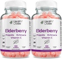 Sănătate Doza de Elderberry Sambucus Gummy Vitamine Copii 100 Gummies. cu Extract de Propolis, Echinacea, Vitamina C, Yummy Aroma de zmeura, Vegan, Gluten-Free, Defense, Immune Support Booster. Cutie cu 2 flacoane