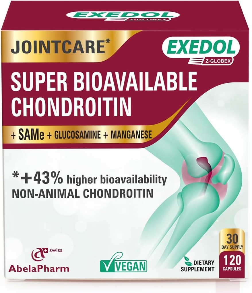 Exedol Biodisponibil Glucosamină Chondroitin, Vegan comun de sprijin suplimentar pentru funcția comună îmbunătățită, Cartilage Health, Connective țesut și sănătatea osoasă - 120 capsule