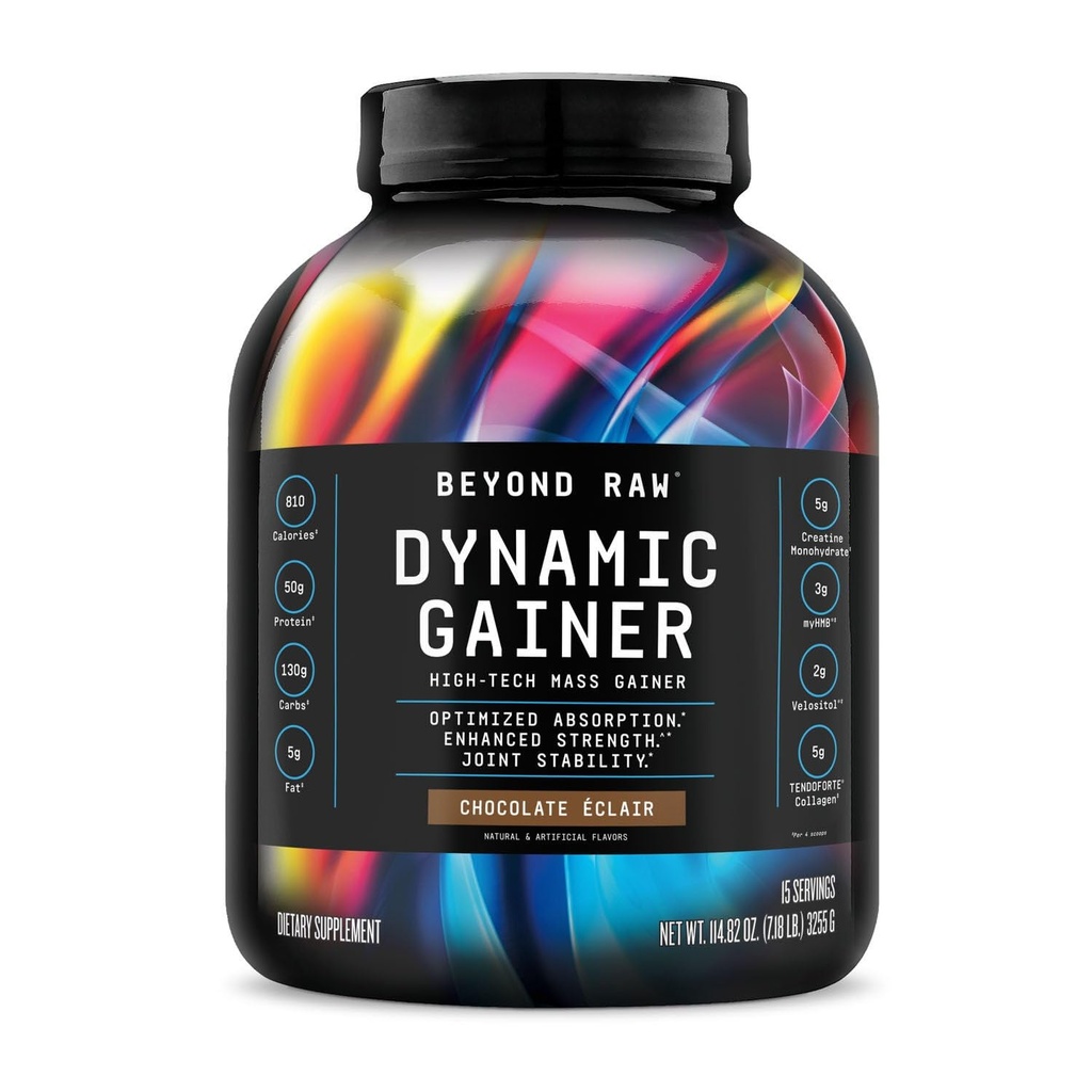 Dincolo de Raw Dynamic Gainer. High-Tech Gainer masă, Absorbție optimizată și putere îmbunătățită, Vanilla Cheesecake, 15 Serviri