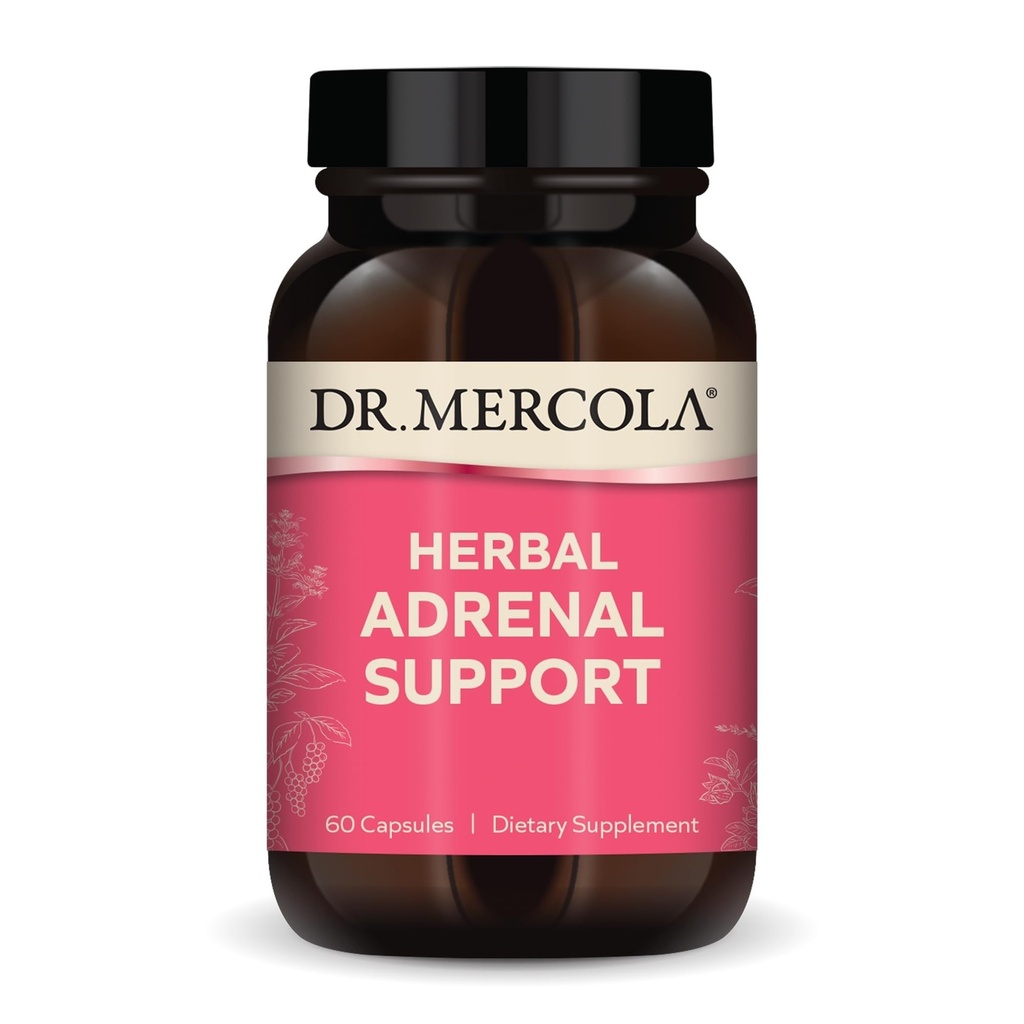 Dr. Mercola Herbal Adrenal Support, 30 Servings (60 capsule), Supliment alimentar, Mood and Stress Management, Non-GMO