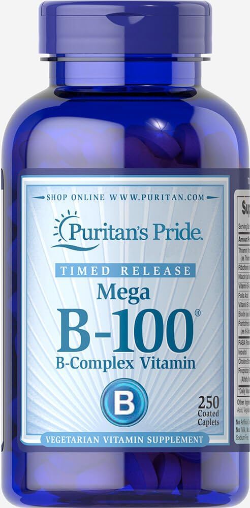 Puritan's Pride Vitamin B-100 Complex Timed Release Caplete, 250 Count