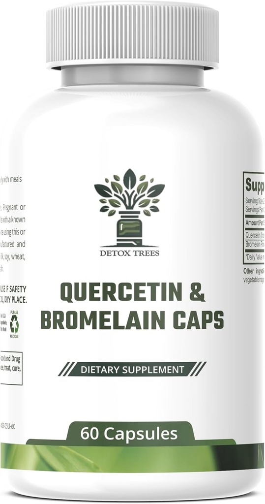 1000mg Querbetin, 200mg Bromelain Complex - Immune Support, Sezoniere Alergia si Suplimentul de sanatate respiratorie - Vegan, Non-GMO, 60 capsule