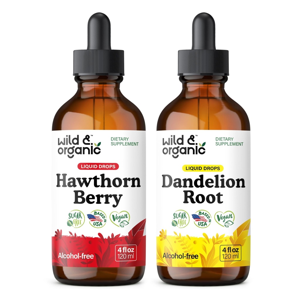 Salbatice si organice Hawthorn Berry Tincture 4 fl oz & Dandelion Root Tincture 4 fl oz