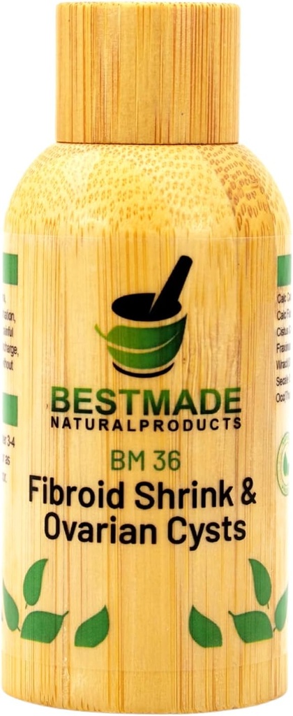 Fibroid Shrink & Chists ovariene BM36 - ajută Shrink Fibroide și Chisturi ovariene, Echilibrul Estrogene și prevenirea creșterii, Suport pentru dureri menstruale și actul sexual dureros, 30 ml picături Bestmade