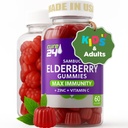 Sambucus Elderberry Gummies + Vitamina C + Zinc pentru copii & Adulți, X3 Suport imun, Aromă naturală + Ingrediente, Vegan, Non-GMO, Made in USA (60)