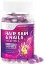 Păr, Piele și unghii Vitamine pentru femei - Biotin 5000mcg pentru a sprijini creșterea părului cu ulei de argan, Colagen & Acid hialuronic, Piele frumoasă, mai puternică, supliment de vitamine păr și unghii - 60 Softgels