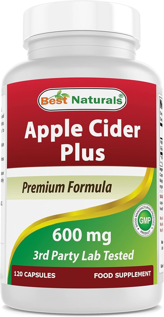 Cele mai bune naturale Apple Cidru Oţet Plus 500 Mg Capsule, 120 Conte