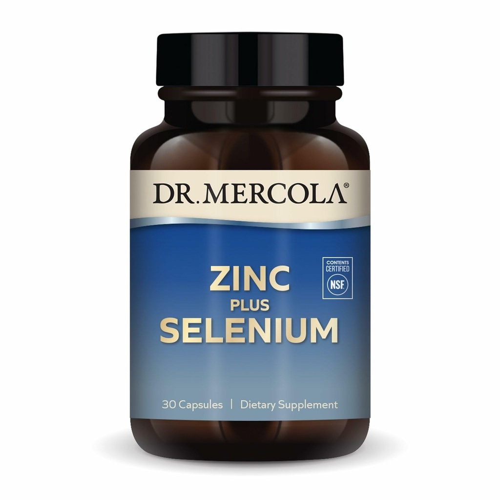 Dr. Mercola Zinc Plus Seleniu - Minor Blend Supliment - pentru Imun, Brain & Suport respirator - Conține zinc glicinat Chelat & cupru - OMG-free & Gluten-free - 30 capsule (30 Serviri)