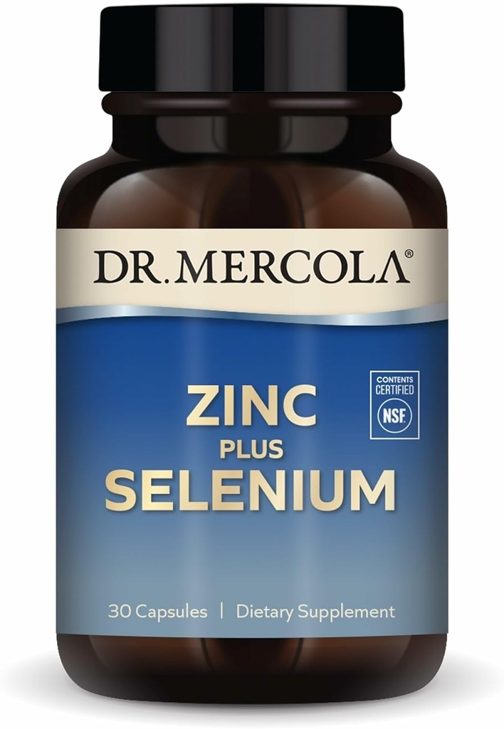 Dr. Mercola Zinc Plus Seleniu - Minor Blend Supliment - pentru Imun, Brain & Suport respirator - Conține zinc glicinat Chelat & cupru - OMG-free & Gluten-free - 30 capsule (30 Serviri)