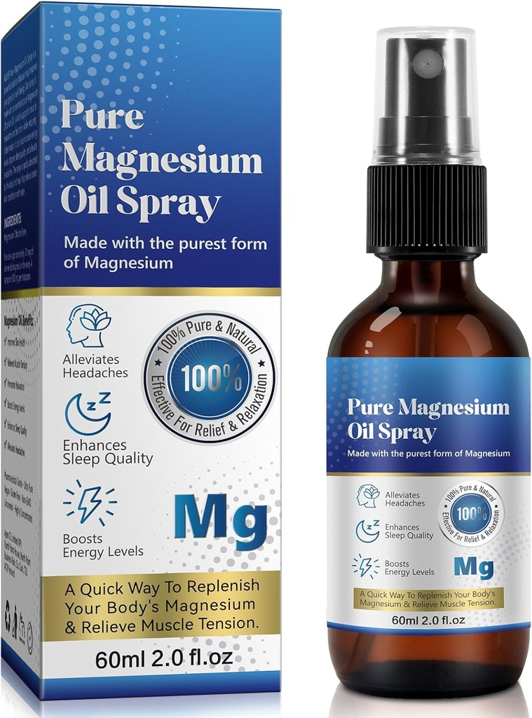 Generic 2 Fl Oz Spray de ulei de magneziu - Pur și organic - Magneziu de înaltă concentrație - non-GMO, gluten-free - Ușor de absorbit (1pc)