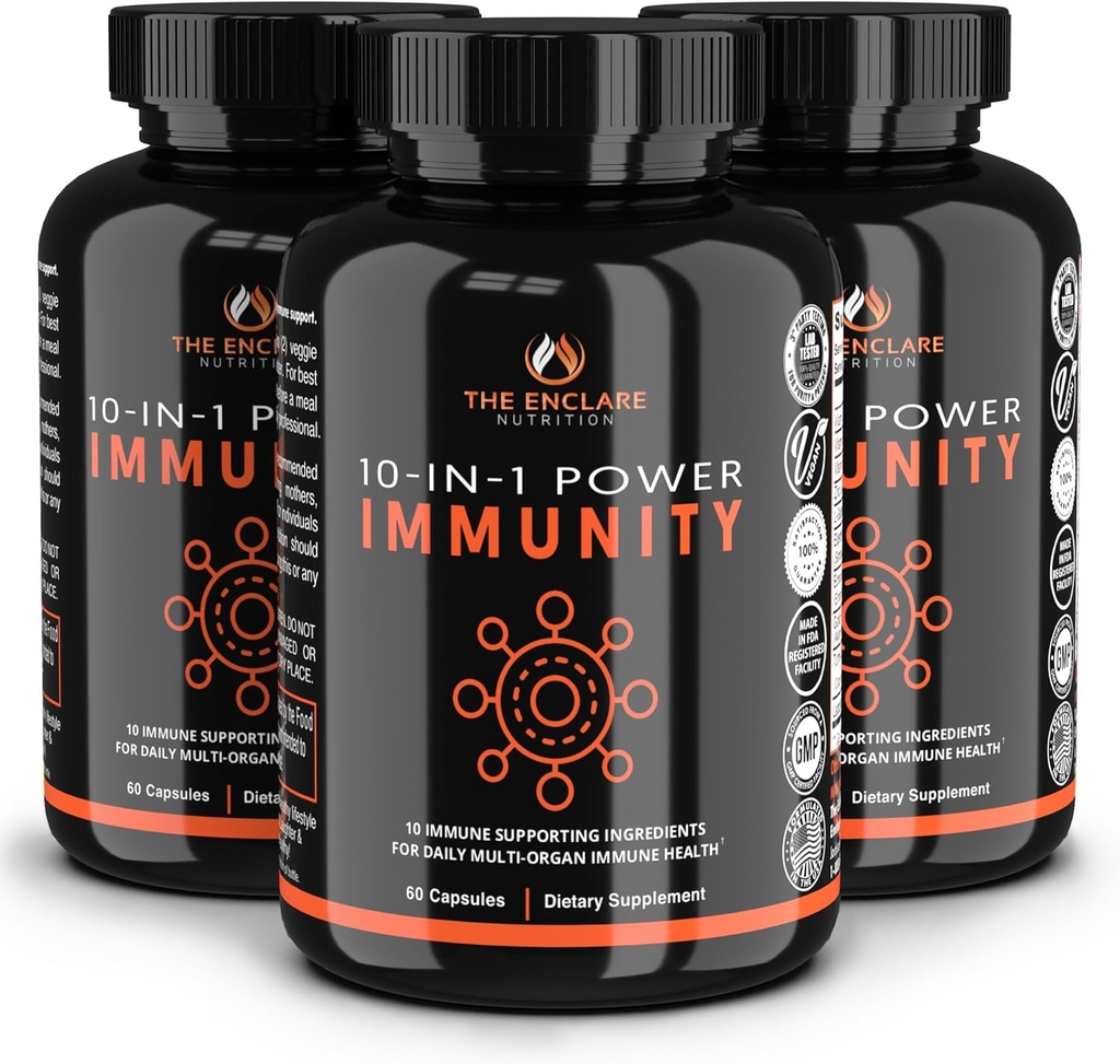 ENCLARE NUTRIŢIE Support imun Vitamine cu vitamina C, elderberry, zinc, echinacea, Curcumina Turmeric, Usturoi. 10in1 Imunitate supliment de apărare Booster pentru adulţi.