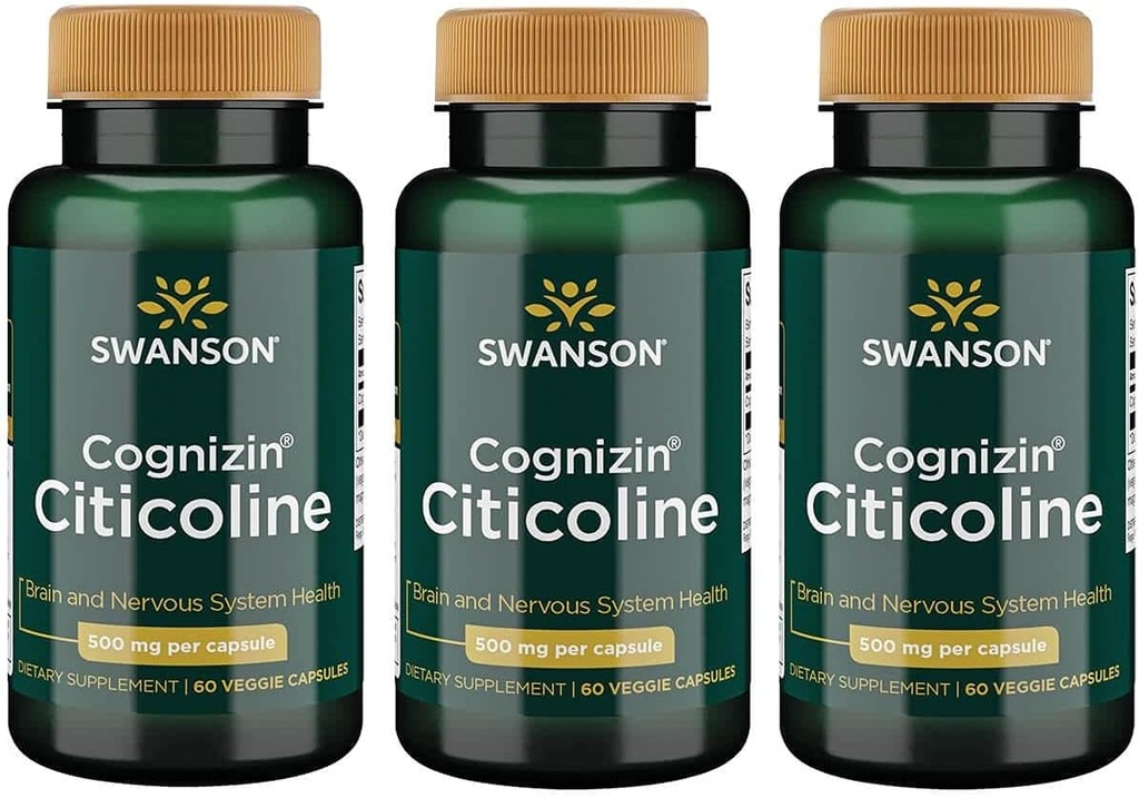 Swanson Cognizin Citicoline 1000 Milligrams 60 Veg Capsule (3 ambalaje)