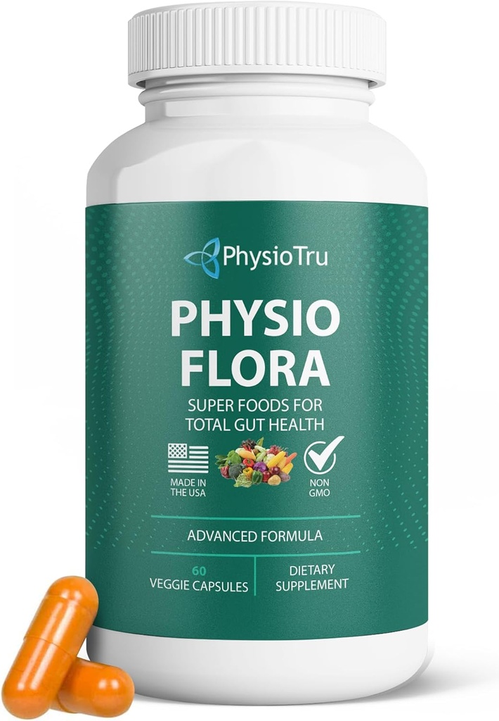 Physio Flora Curcumin Piperine, Probiotice și Prebiotice pentru Gut, 60 Capsule Veggie