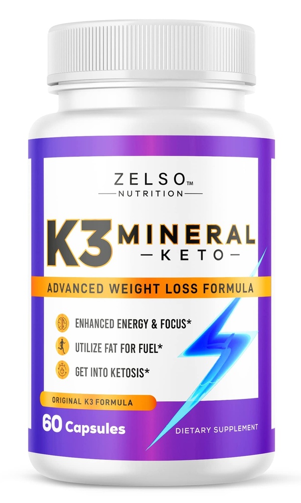 ZeSLOS K3 pastile de pierdere în greutate minerale pentru femei și bărbați, K3 pastile minerale - K3 minerale de sare, vitamina + K3 capsule suplimentare pentru pierderea în greutate Keto - 1 lună de aprovizionare