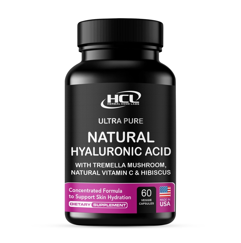 Acid hialuronic natural Supliment 5X mai puternic Pastile de hidratare de la Pure Tremella ciuperci cu vitamina C & Hibiscus - Suplimentul de piele anti capsule dietetice riduri - vitamine unghii de păr