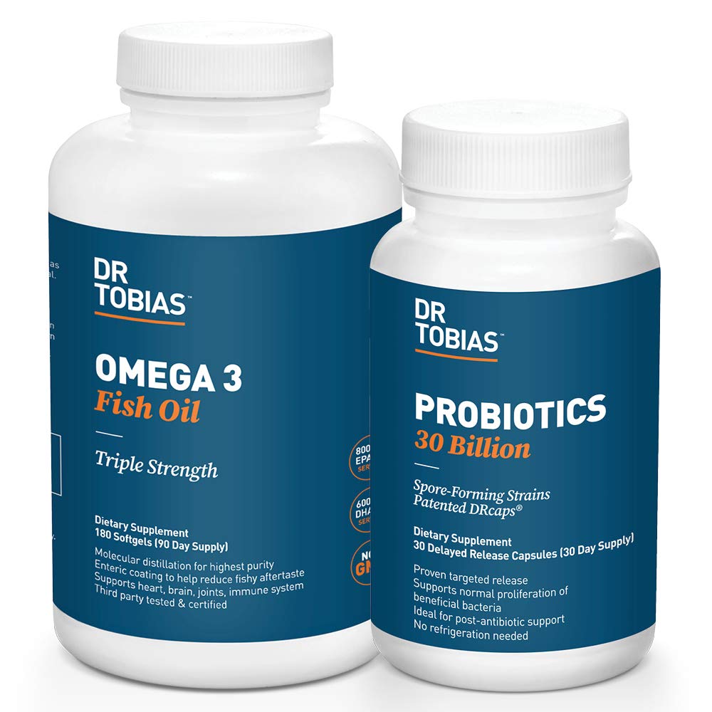 Tobias Probiotice 30 Miliarde și ulei de pește Omega 3 (2000 mg) pentru suport digestiv și sănătate generală
