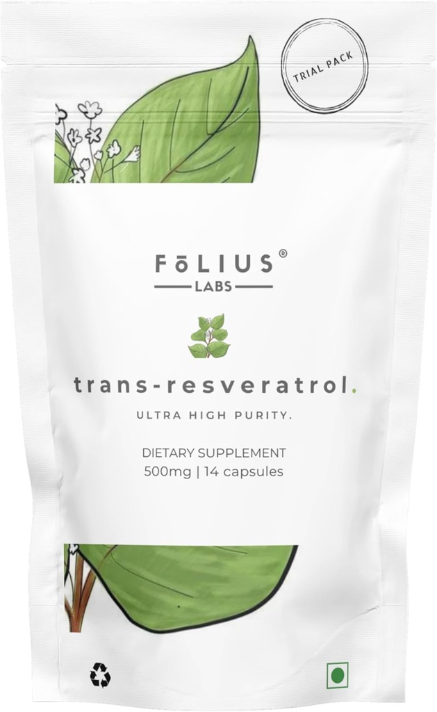 Ultra capsule de înaltă puritate Resveratrol - 99% Trans-Resveratrol - Extract de knotweed japonez - Suport Imunitate, Suport Îmbătrânire Sanatos - (1 săptămână de studiu ambalaj)
