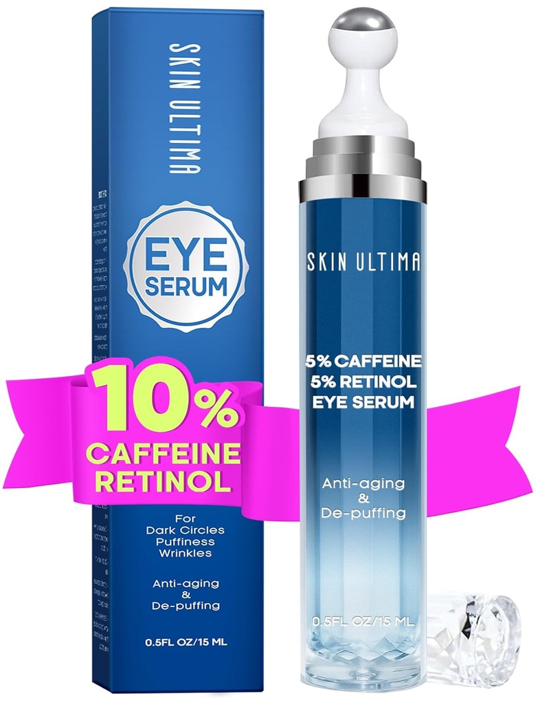 5% Cafeina 5% Retinol ochi Crema pentru cercuri întunecate, puf și pungi, acid hialuronic și niacinamidă sub ochi crema anti imbatranire, ochi ser pentru linii fine, 360° ochi masaj Ball Roller
